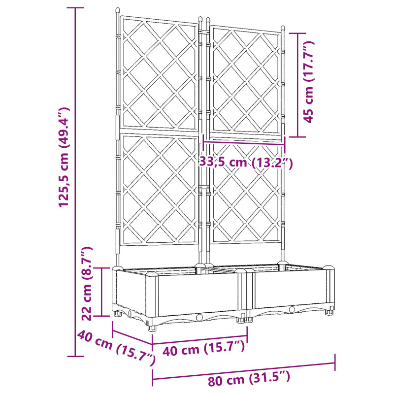 Doniczka ogrodowa 2 pcs Szary 80 x 40 x 125,5 cm