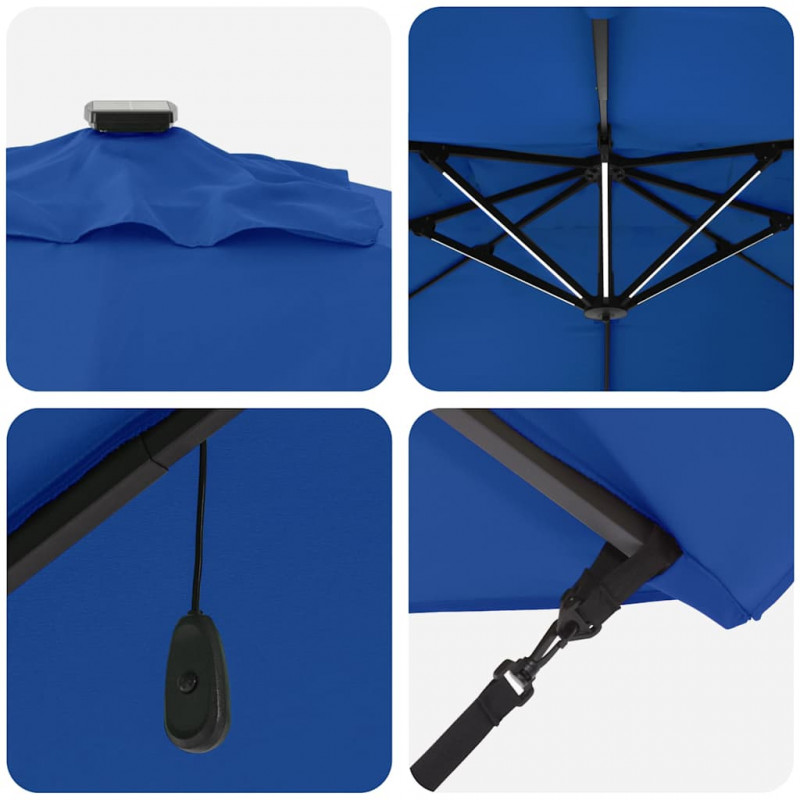 Parasol plażowy Ze LED Lights Niebieski azur 352 x 251 x 265 cm
