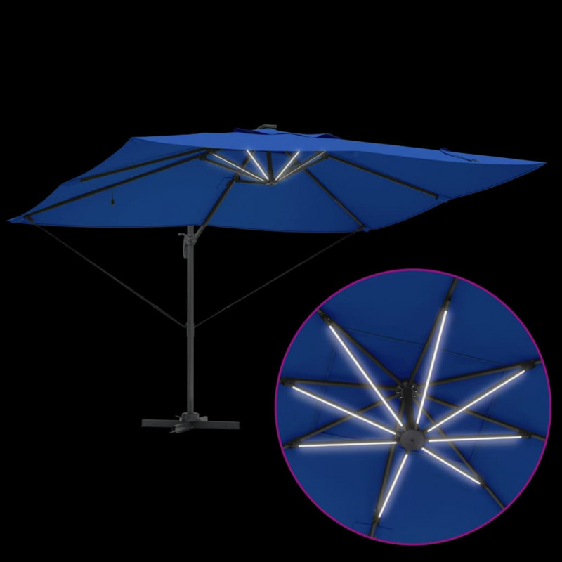 Parasol plażowy Ze LED Lights Niebieski azur 352 x 251 x 265 cm