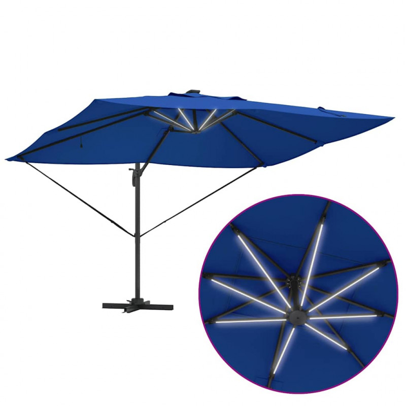 Parasol plażowy Ze LED Lights Niebieski azur 352 x 251 x 265 cm
