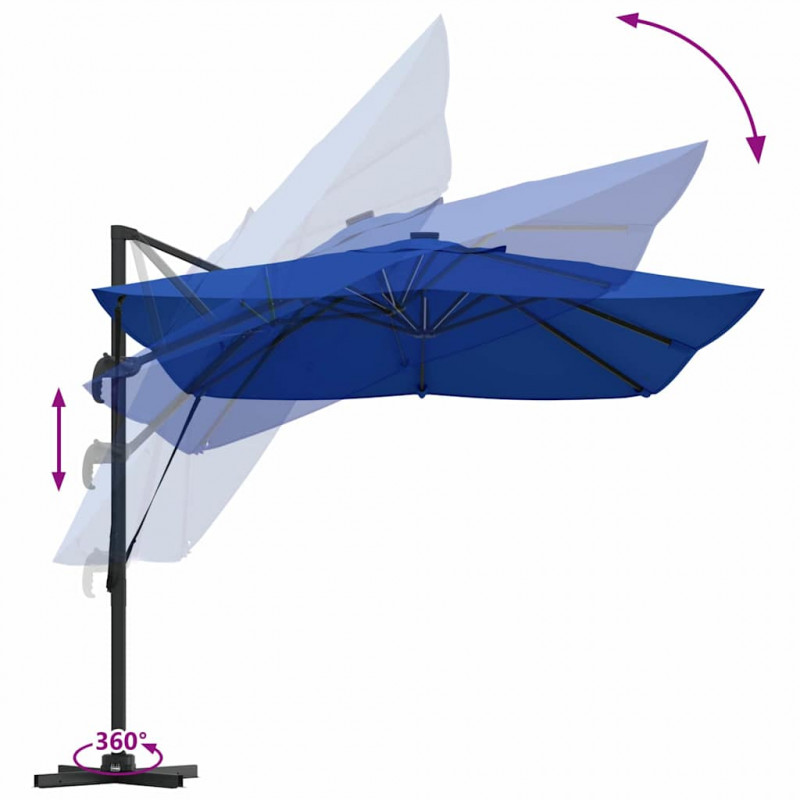 Parasol plażowy Ze LED Lights Niebieski azur 352 x 251 x 265 cm