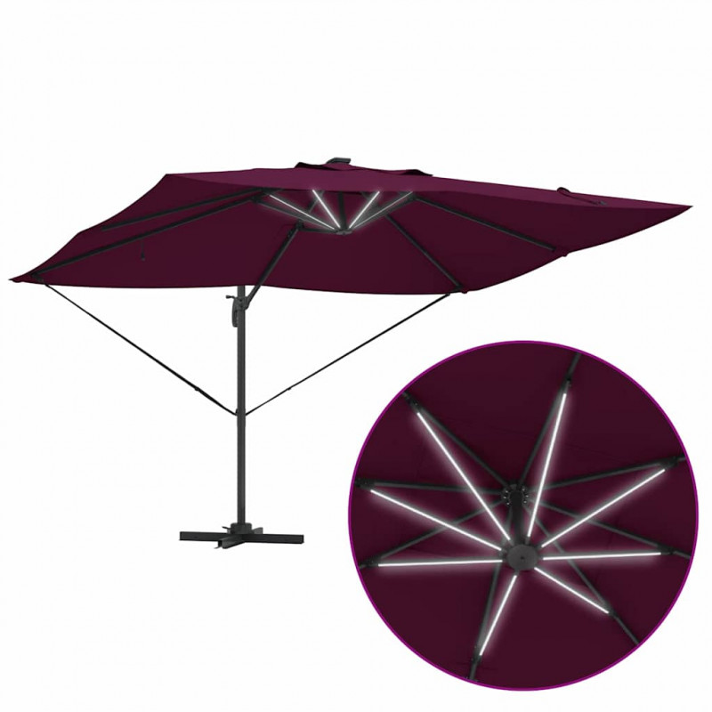 Parasol plażowy Z blokadą Bordeaux Czerwony 352 x 251 x 265 cm