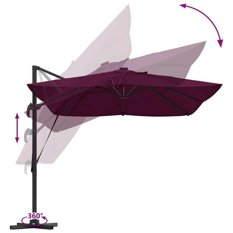 Parasol plażowy Z blokadą Bordeaux Czerwony 352 x 251 x 265 cm