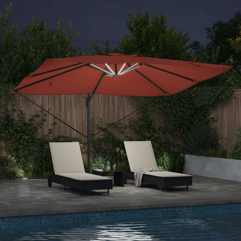 Parasol plażowy Ze LED Lights terakota 352 x 251 x 265 cm