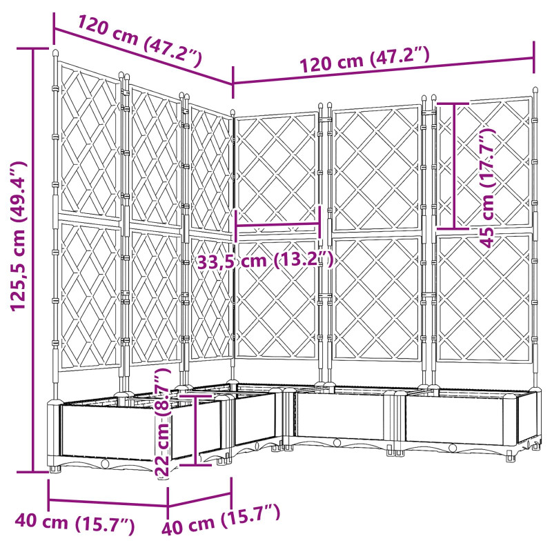 Doniczka ogrodowa 5 pcs Szary 120 x 120 x 125,5 cm