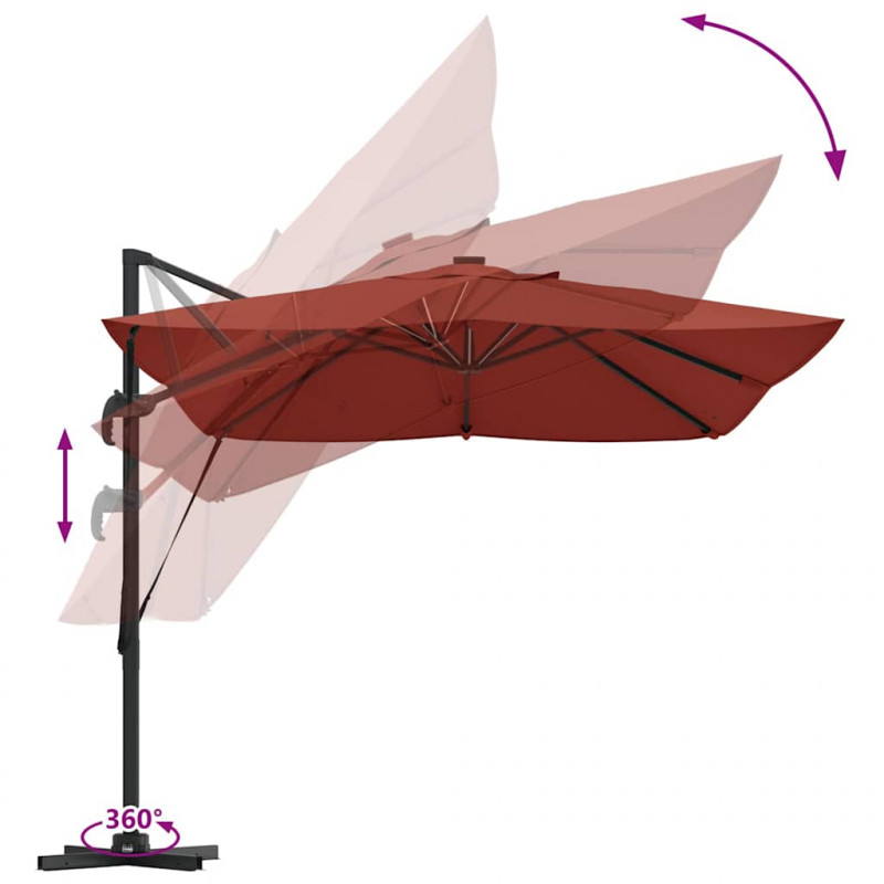 Parasol plażowy Ze LED Lights terakota 352 x 251 x 265 cm