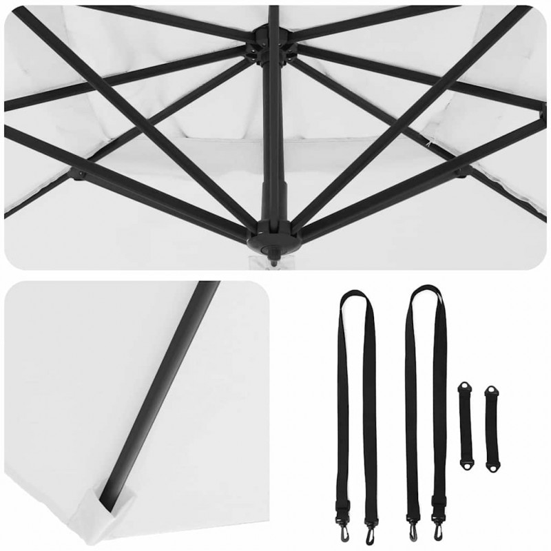 Parasol Roma Beżowy 286 x 284 x 265 cm Aluminium i Poliester