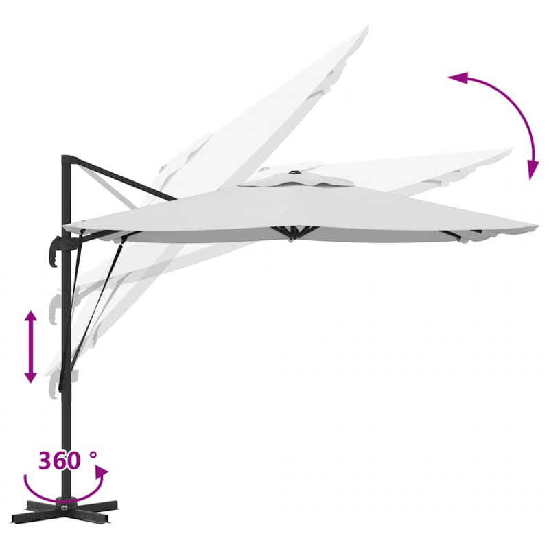 Parasol Roma Beżowy 286 x 284 x 265 cm Aluminium i Poliester