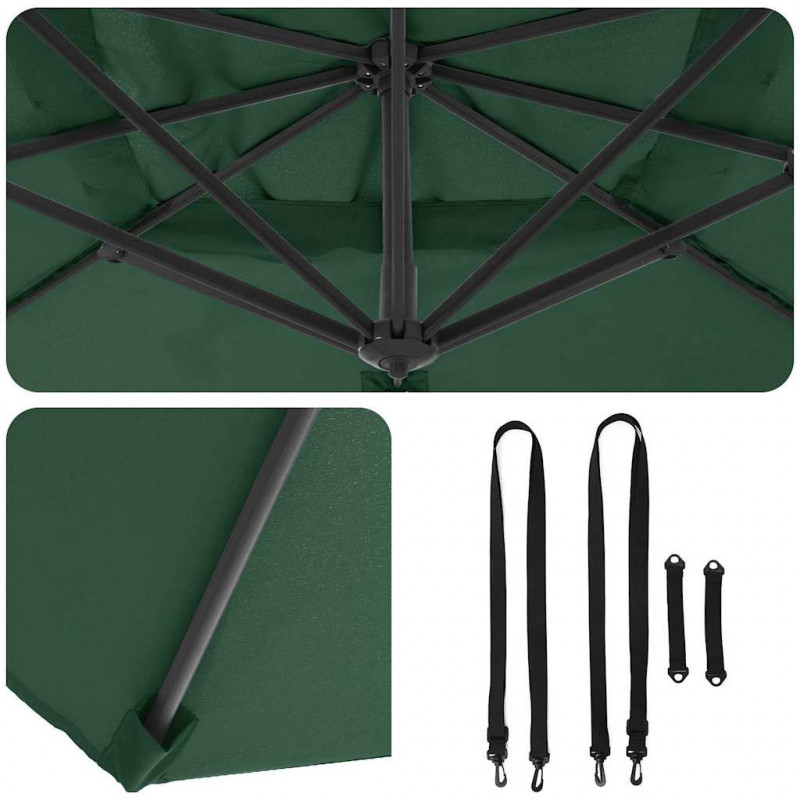 Parasol Roma Zielony 286 x 284 x 265 cm Aluminium i Poliester