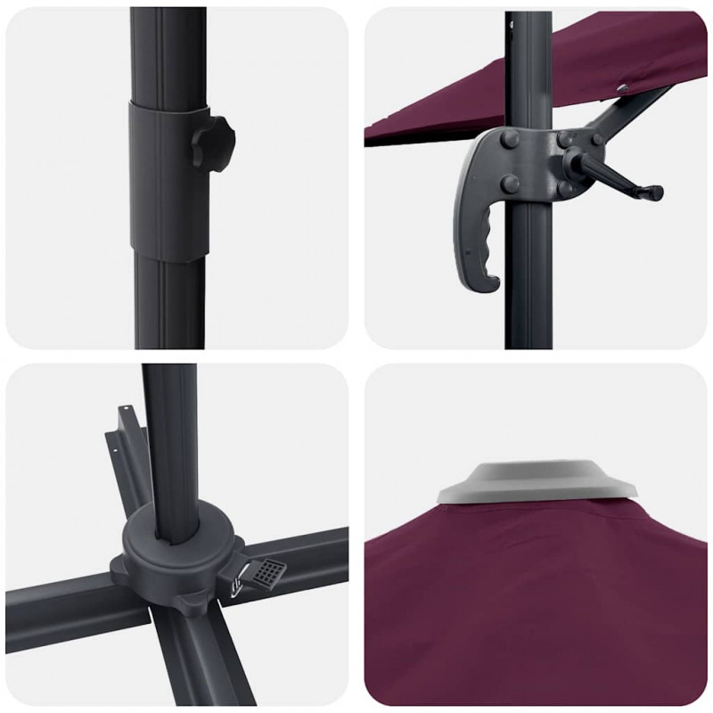 Parasol Roma Czerwony 286 x 284 x 265 cm Aluminium i Poliester