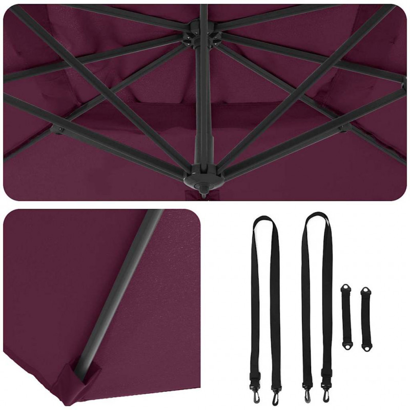 Parasol Roma Czerwony 286 x 284 x 265 cm Aluminium i Poliester