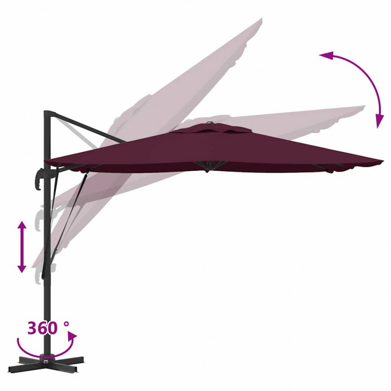 Parasol Roma Czerwony 286 x 284 x 265 cm Aluminium i Poliester