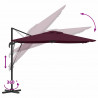 Parasol Roma Czerwony 286 x 284 x 265 cm Aluminium i Poliester