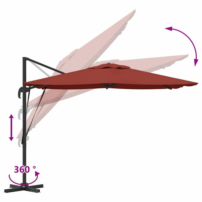 Parasol Roma Czerwony 286 x 284 x 265 cm Aluminium i Poliester