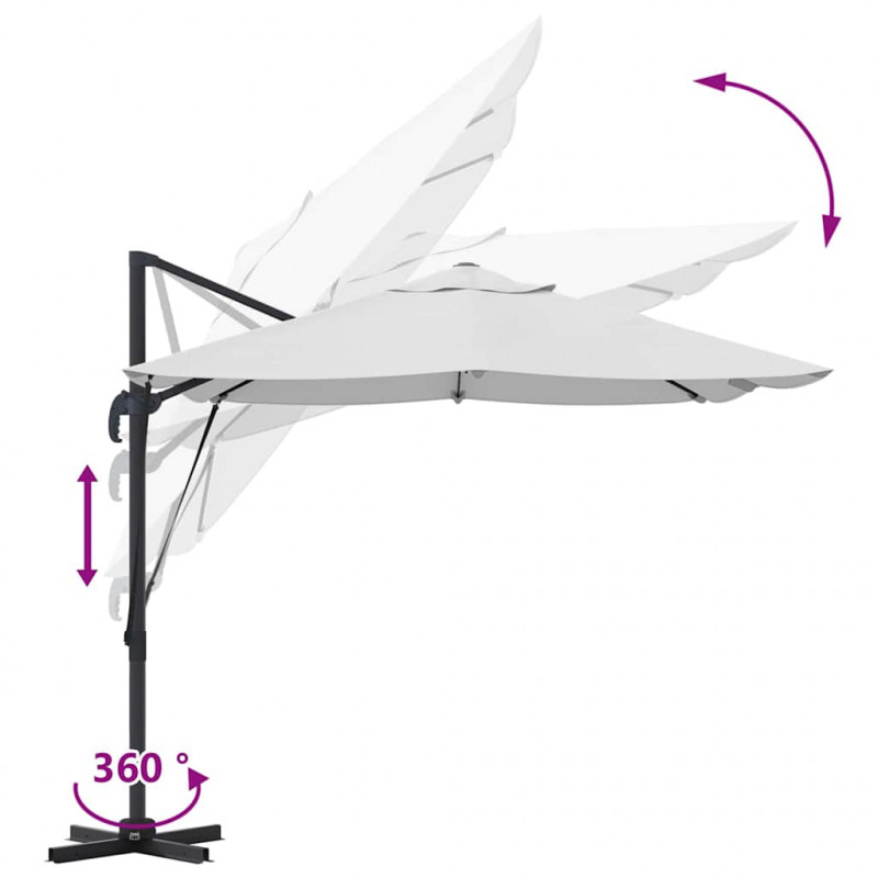 Parasol plażowy piaskowy 351 x 250 x 260 cm