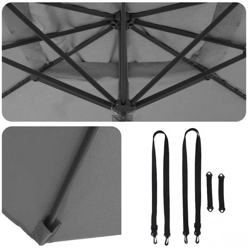 Parasol plażowy Antracyt 351 x 250 x 260 cm