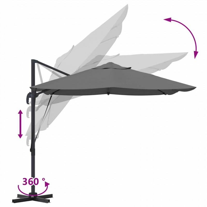 Parasol plażowy Antracyt 351 x 250 x 260 cm