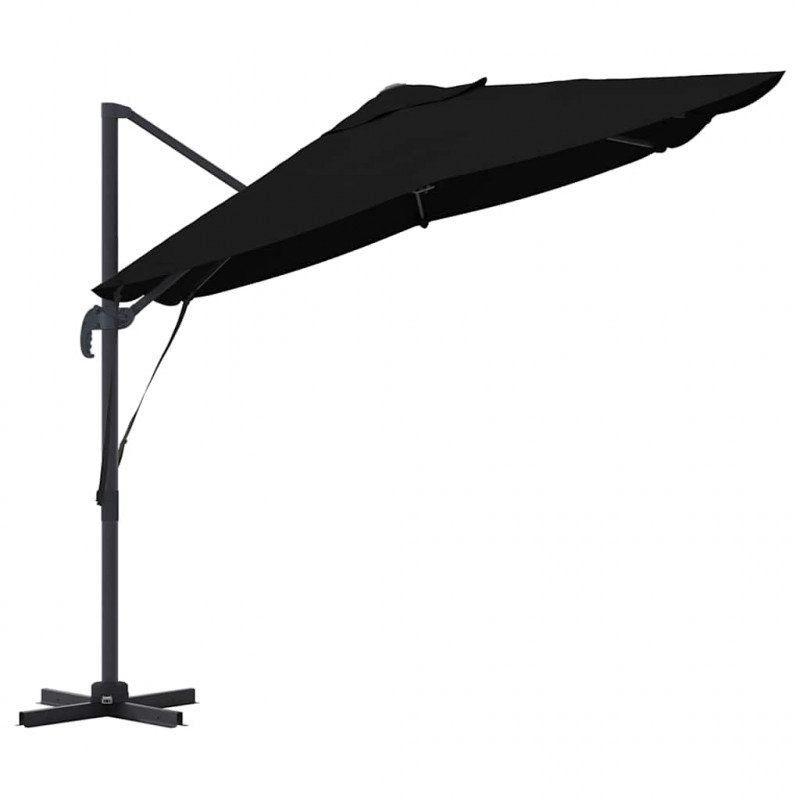 Parasol plażowy Czarny 351 x 250 x 260 cm Poliester i aluminium