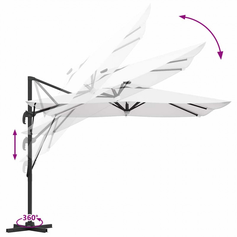 Parasol Roma Beżowy 286 x 284 x 270 cm Aluminium i Poliester