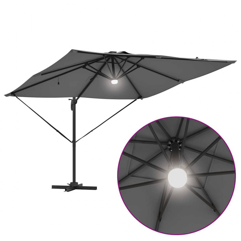 Parasol Roma Antracyt 286 x 284 x 270 cm Aluminium i Poliester