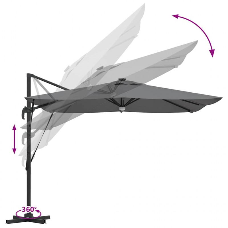 Parasol Roma Antracyt 286 x 284 x 270 cm Aluminium i Poliester