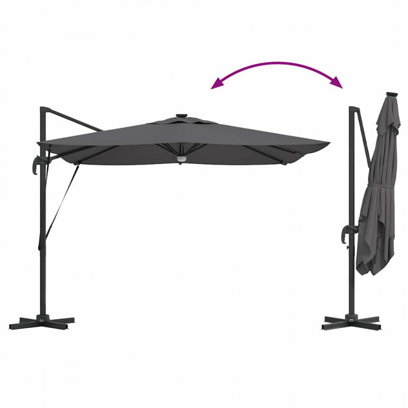 Parasol Roma Antracyt 286 x 284 x 270 cm Aluminium i Poliester