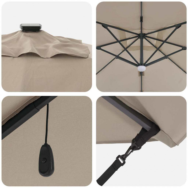 Parasol Roma Ze LED Lights Ciemnoszary 286 x 284 x 270 cm