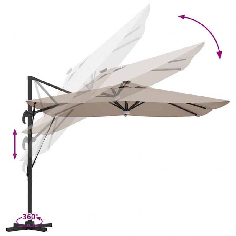 Parasol Roma Ze LED Lights Ciemnoszary 286 x 284 x 270 cm