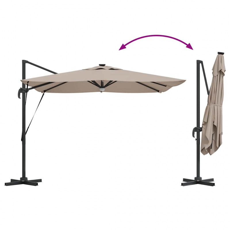 Parasol Roma Ze LED Lights Ciemnoszary 286 x 284 x 270 cm