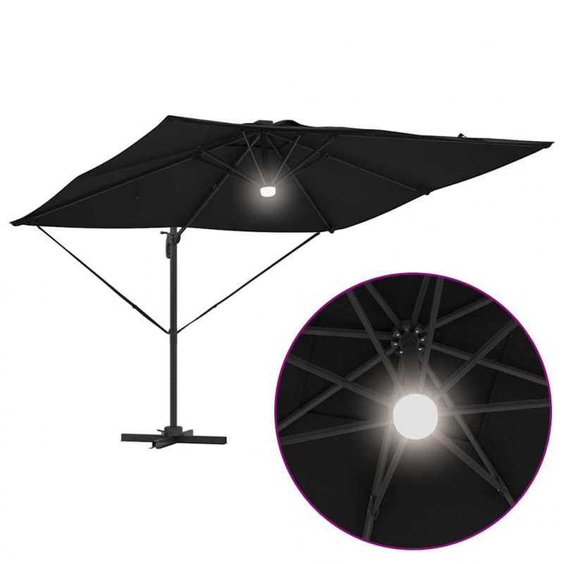 Parasol Roma Czarny 286 x 284 x 270 cm Aluminium i Poliester