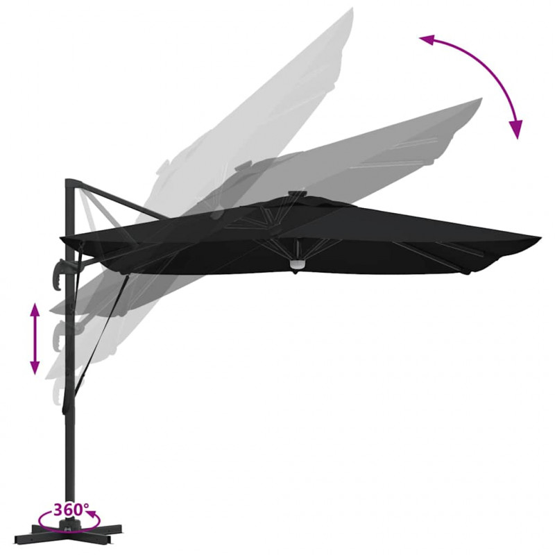 Parasol Roma Czarny 286 x 284 x 270 cm Aluminium i Poliester
