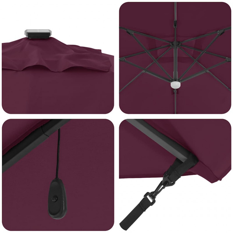 Parasol Roma Czerwony 286 x 284 x 270 cm Aluminium i Poliester