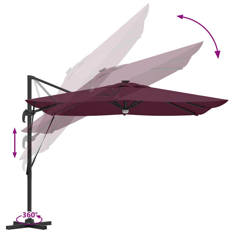 Parasol Roma Czerwony 286 x 284 x 270 cm Aluminium i Poliester