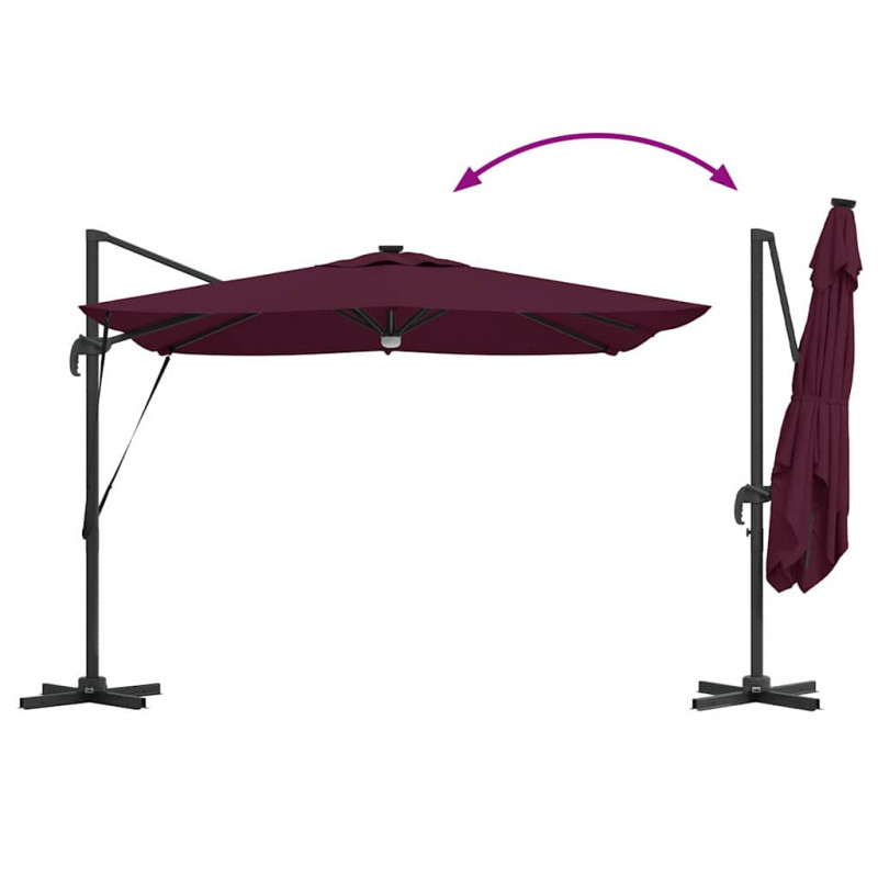Parasol Roma Czerwony 286 x 284 x 270 cm Aluminium i Poliester