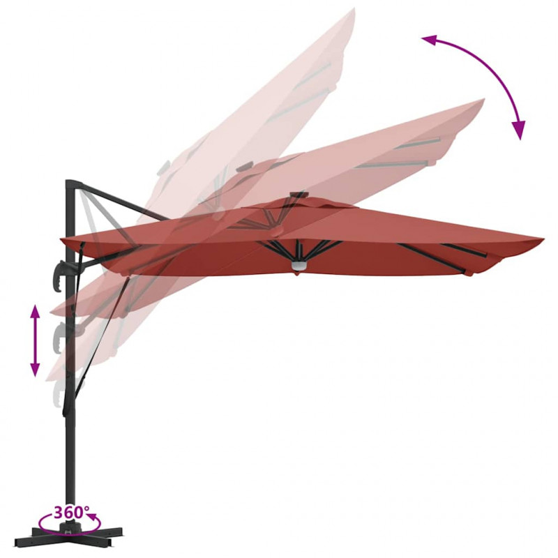 Parasol Roma Czerwony 286 x 284 x 270 cm Aluminium i Poliester