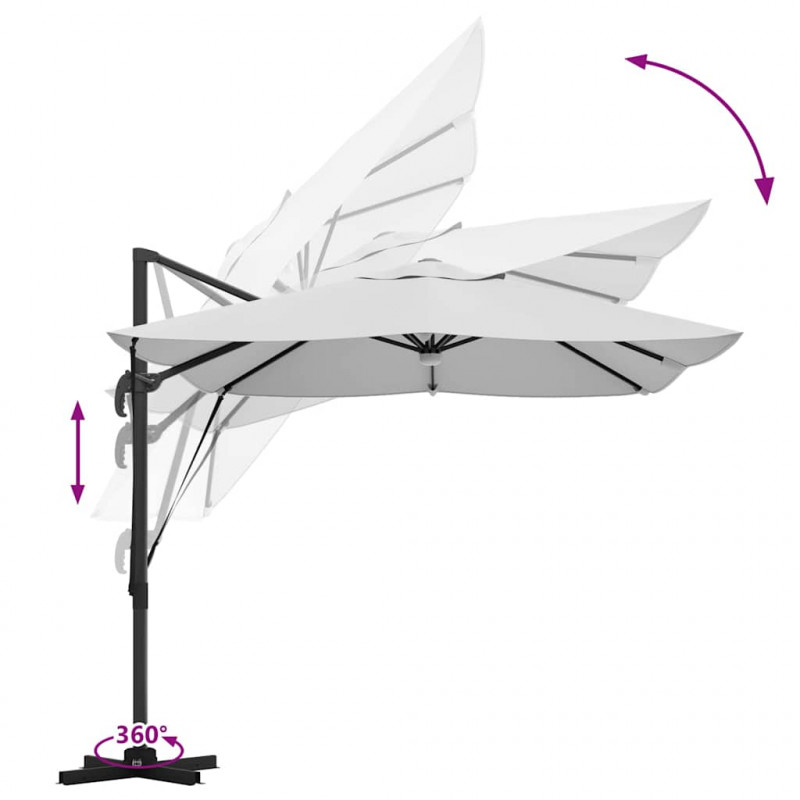 Parasol plażowy Ze LED Lights piaskowy 351 x 250 x 253 cm