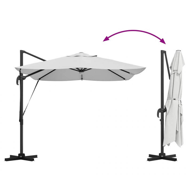 Parasol plażowy Ze LED Lights piaskowy 351 x 250 x 253 cm