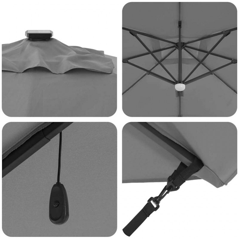 Parasol plażowy Ze LED Lights Antracyt 351 x 250 x 253 cm