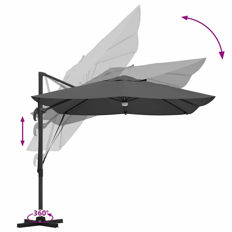 Parasol plażowy Ze LED Lights Antracyt 351 x 250 x 253 cm