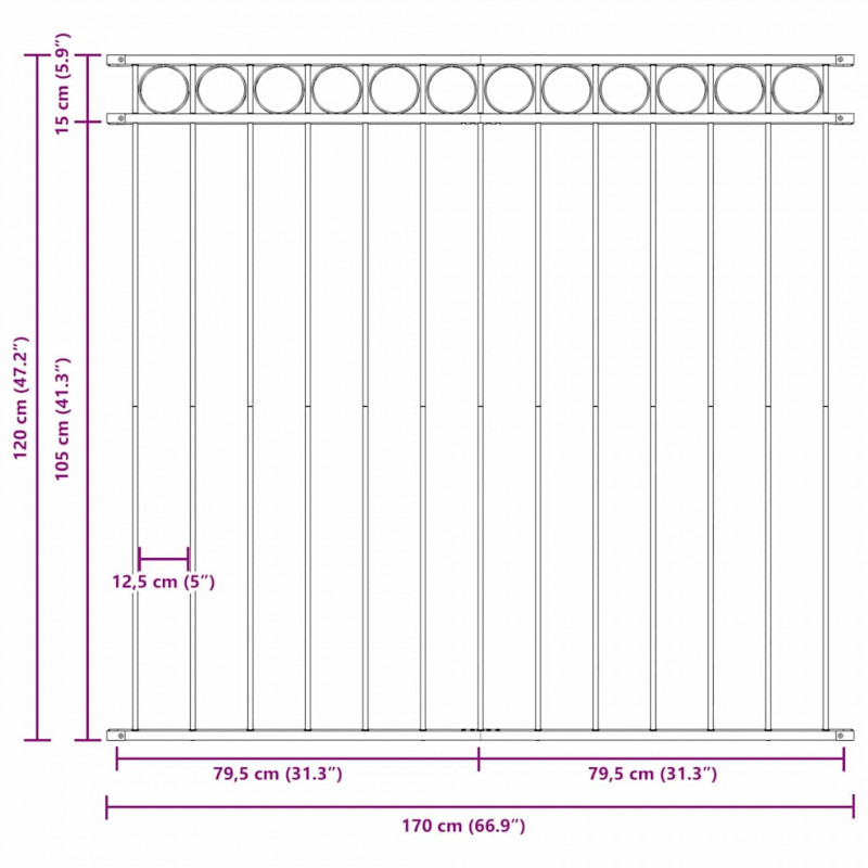 Element ogrodzenia Assen Szary 170 x 120 cm Stal