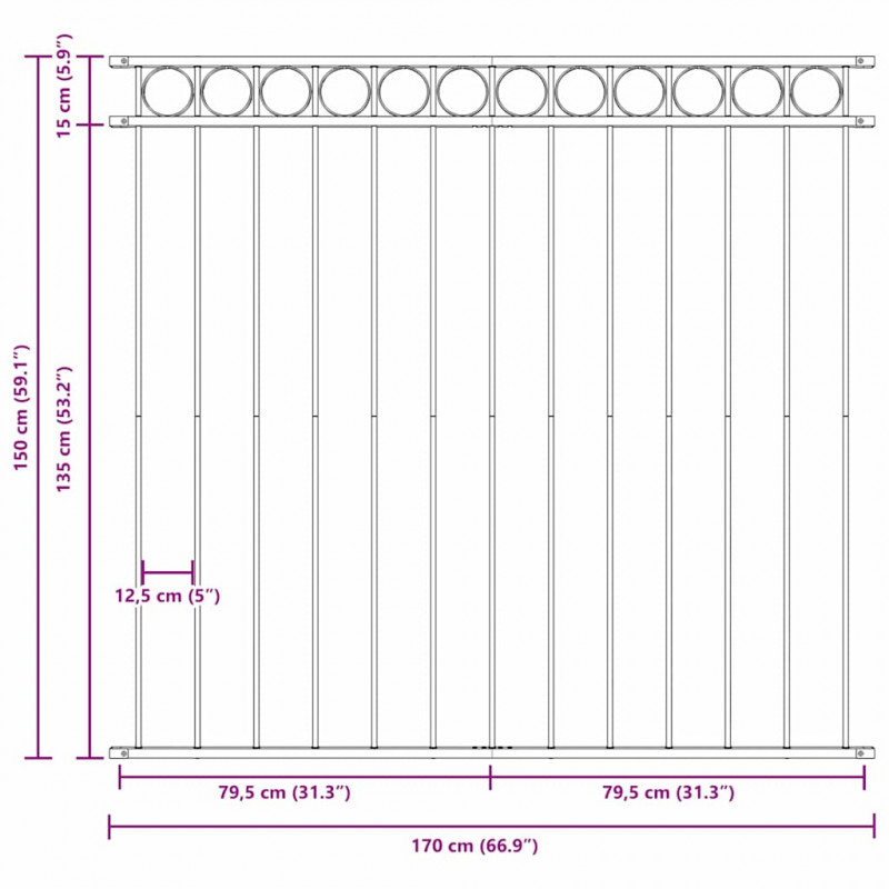 Element ogrodzenia Assen Szary 170 x 150 cm Stal