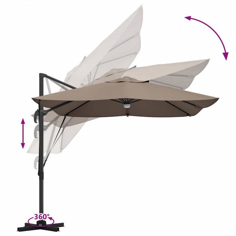 Parasol plażowy Ze LED Lights Ciemnoszary 351 x 250 x 253 cm