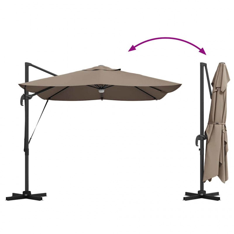 Parasol plażowy Ze LED Lights Ciemnoszary 351 x 250 x 253 cm