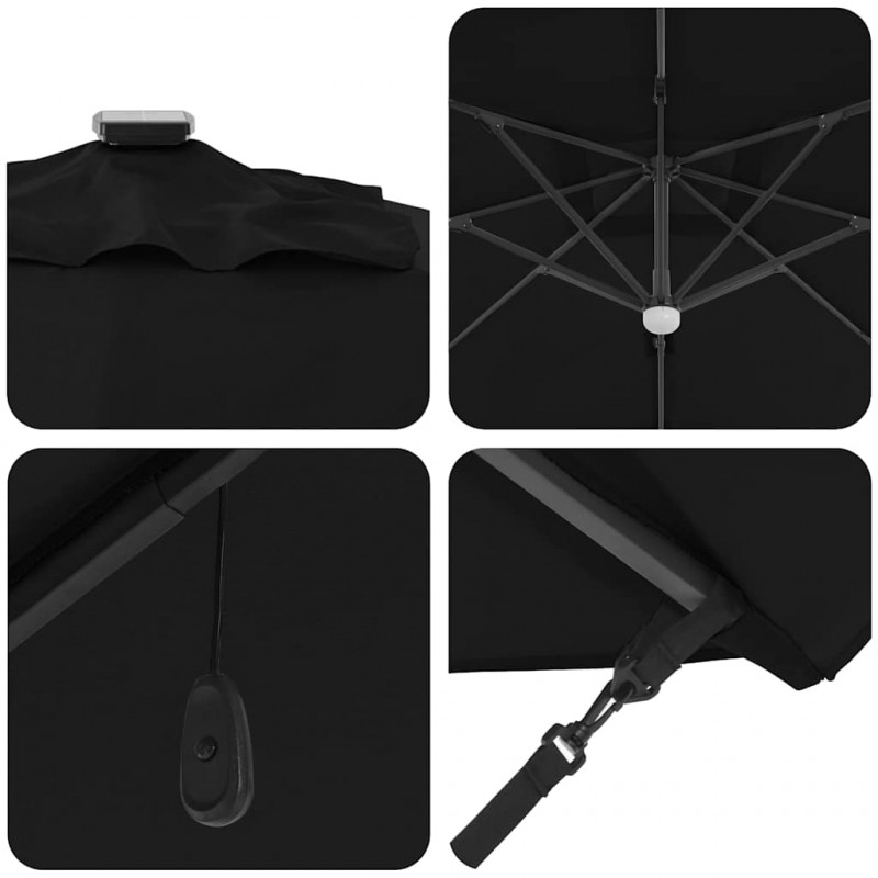 Parasol plażowy Czarny 351 x 250 x 253 cm Poliester i aluminium