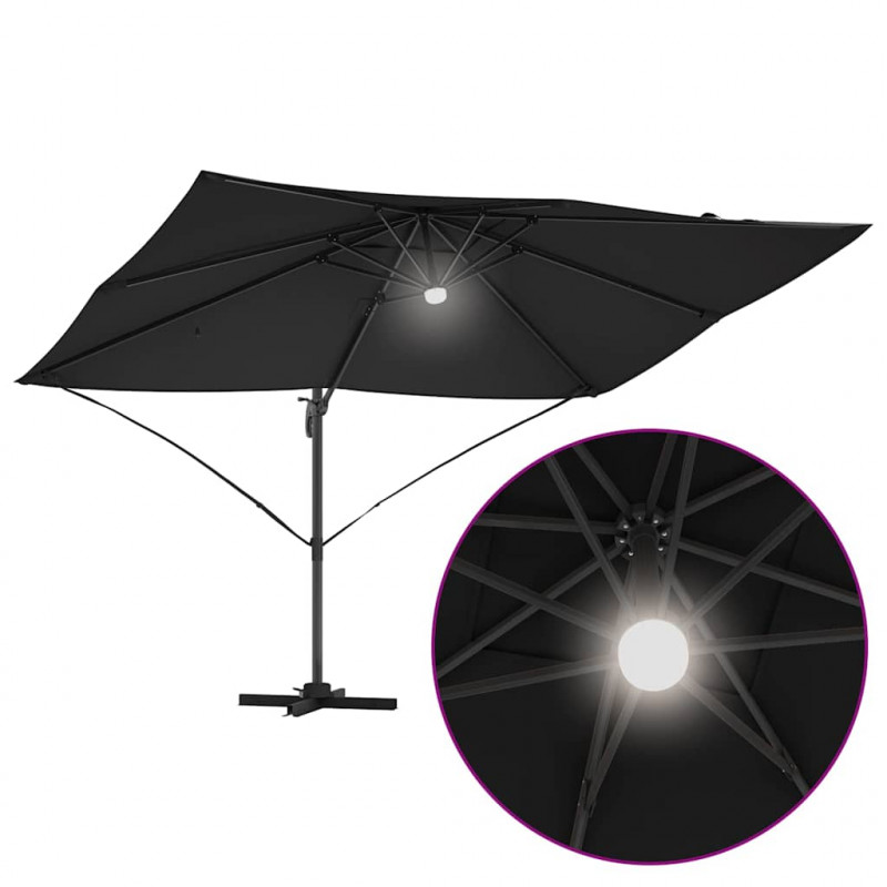 Parasol plażowy Czarny 351 x 250 x 253 cm Poliester i aluminium