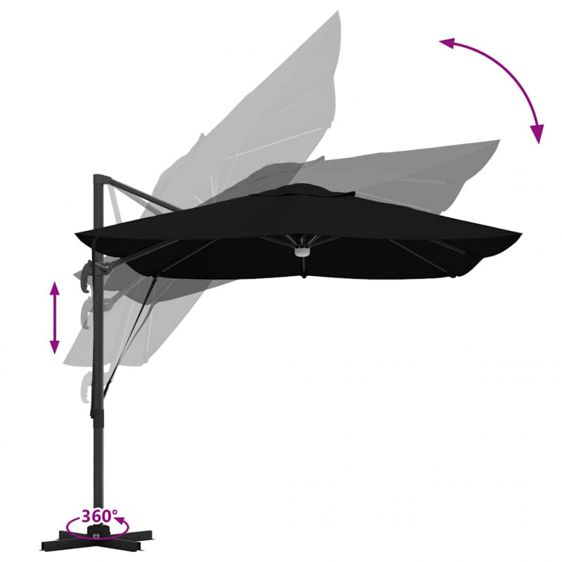 Parasol plażowy Czarny 351 x 250 x 253 cm Poliester i aluminium