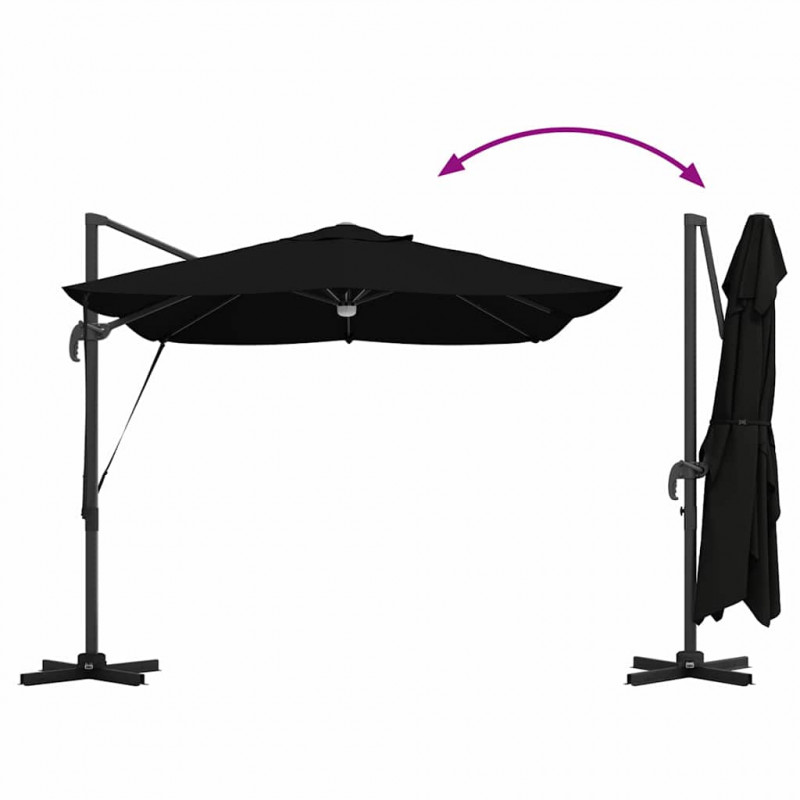 Parasol plażowy Czarny 351 x 250 x 253 cm Poliester i aluminium
