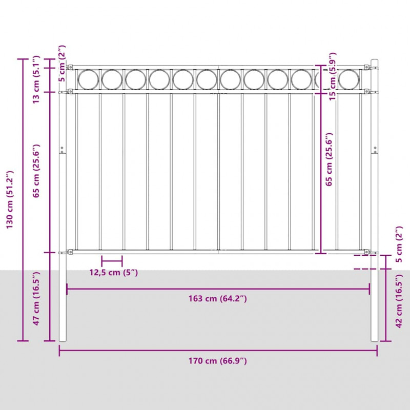 Element ogrodzenia Assen Biały 170 x 130 cm Stal