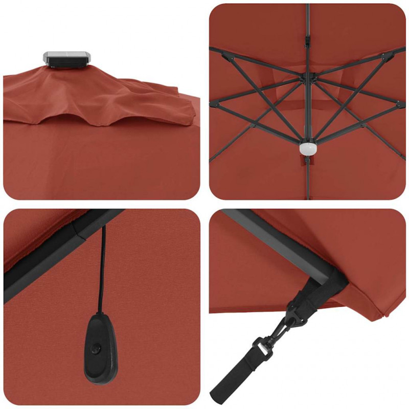 Parasol plażowy Ze LED Lights terakota 351 x 250 x 253 cm
