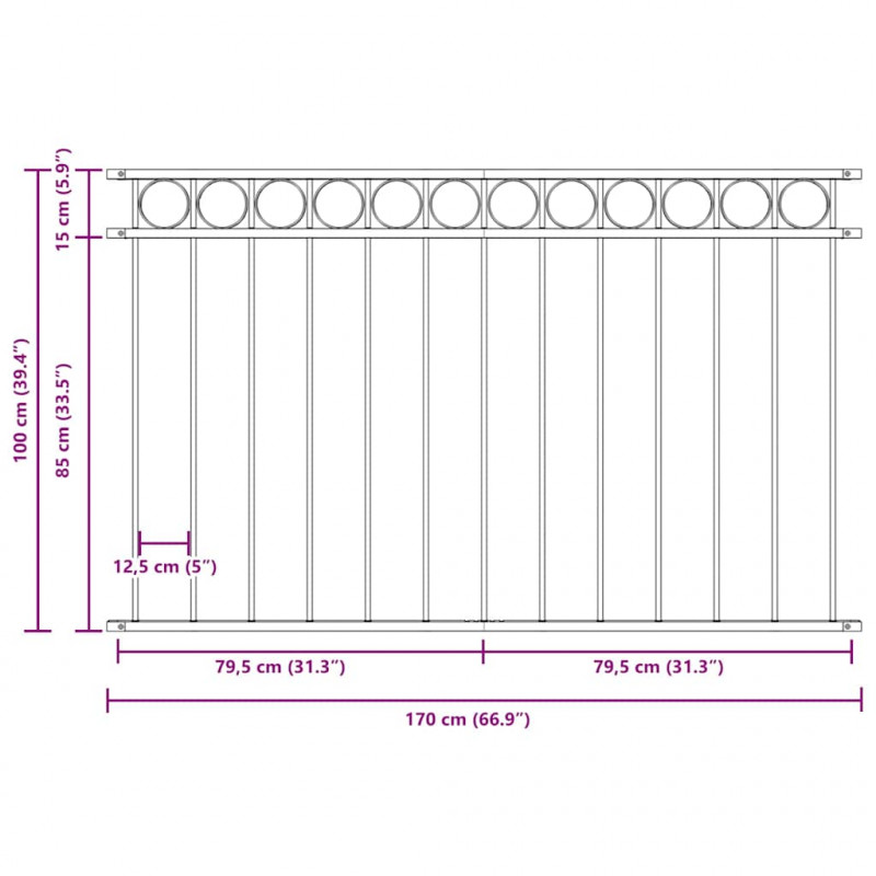 Element ogrodzenia Assen Biały 170 x 100 cm Stal